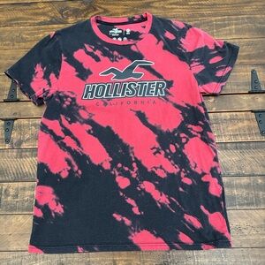 Hollister Kids Black and Red Tie-Dye Tee